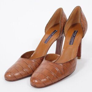 Ralph Lauren Purple Label Collection shoes 7 B crocodile alligator d'orsay brown